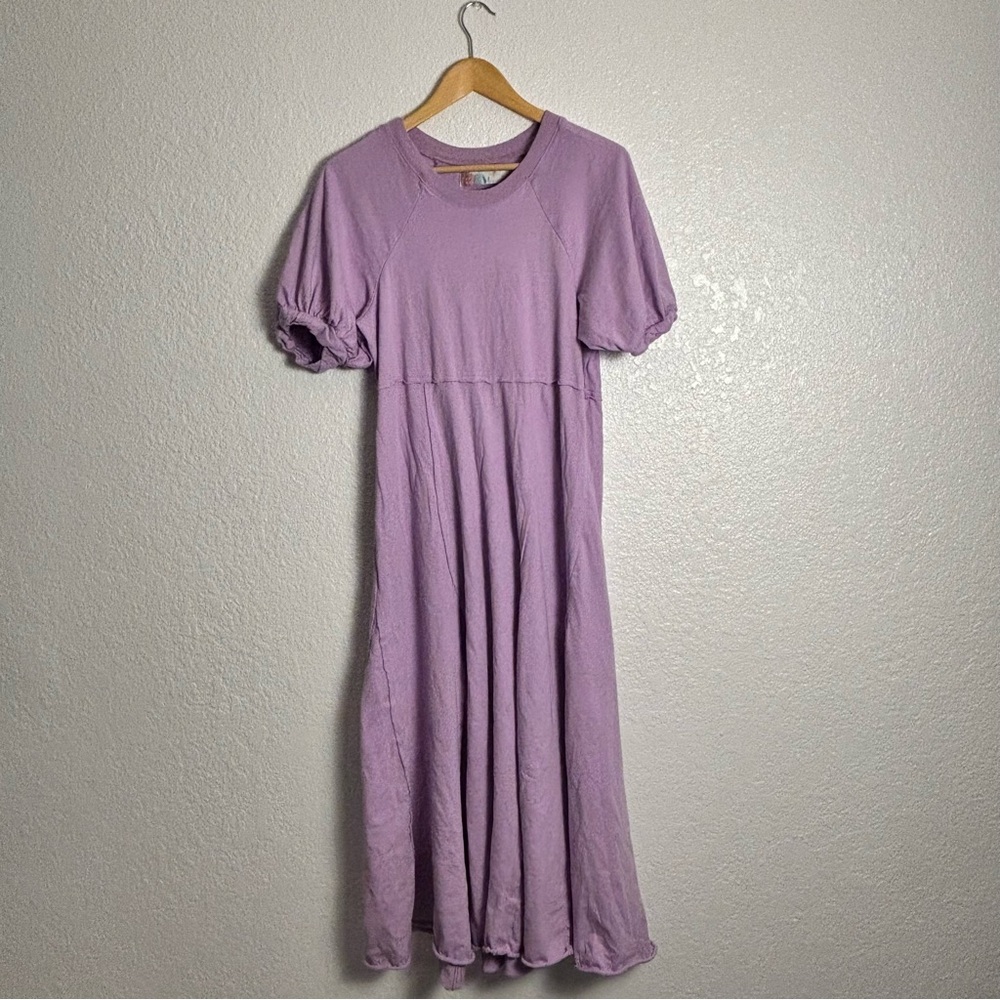 Free People Beach Womens SIZE M Maxi Dress PURPLE Short Sleeves OB1821009